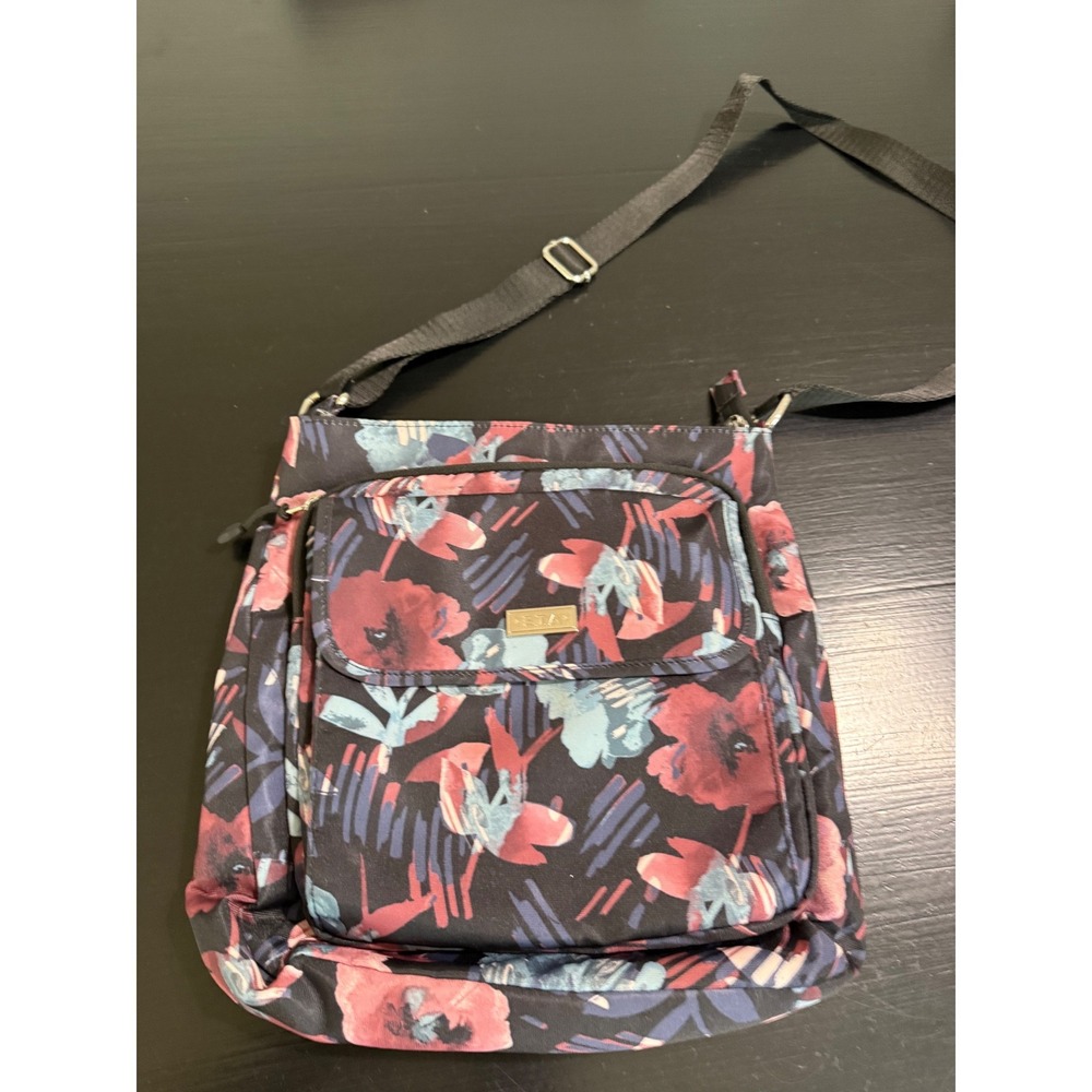 ETA Floral Crossbody Bag Multi Color Pink Blue Adjustable Strap Travel Purse